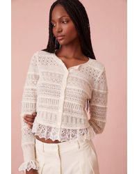LoveShackFancy - Norden Wool Embroidered Lace Cardigan - Lyst
