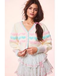 LoveShackFancy - Buena Re-Edition Heart Knit Cardigan For - Lyst