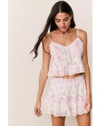 LoveShackFancy - Aleni Mixed Print Cotton Top For - Lyst