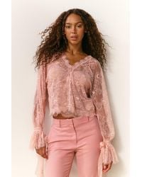 LoveShackFancy - Kath Chantilly Lace Blouse For - Lyst