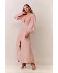 LoveShackFancy Emalia Embellished Lace Maxi Dress For in Pink | Lyst