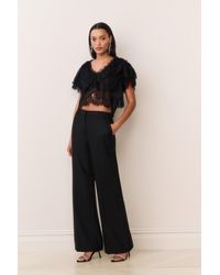LoveShackFancy - Enly Wool-Blend Wide Leg Pant For - Lyst