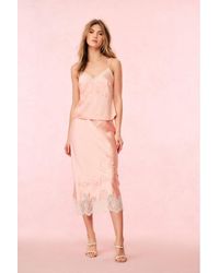 LoveShackFancy - Malina Satin Midi Slip Skirt For - Lyst