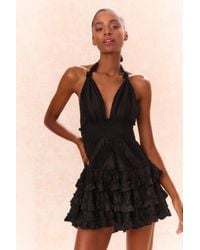 LoveShackFancy - Quintelle Ruffle Halter Mini Dress For - Lyst
