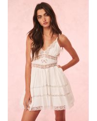 LoveShackFancy - Zima Cotton Lace Bow Mini Dress For - Lyst