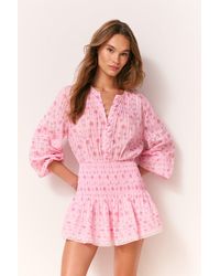 LoveShackFancy - Janis Floral Cotton Voile Mini Dress For - Lyst