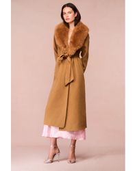 LoveShackFancy - Mahika Wool-Cashmere Faux Fur Collar Coat For - Lyst