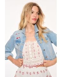 LoveShackFancy - Bardot Cherry Denim Jacket For - Lyst