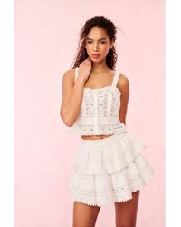 LoveShackFancy - Ruffle Mini Heart Eyelet Lace Skirt For - Lyst