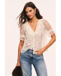 LoveShackFancy - Kaylin Sheer Lace Top For - Lyst