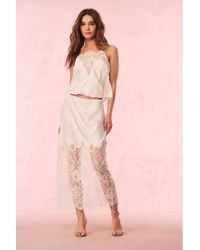 LoveShackFancy - Ilene Satin Lace Maxi Skirt For - Lyst