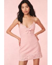 LoveShackFancy - Meva Tweed Lace-Trimmed Mini Dress For - Lyst