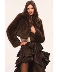 LoveShackFancy - Stroma Cropped Faux Fur Jacket For - Lyst