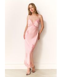 LoveShackFancy - Sorone Satin Lace Maxi Slip Dress For - Lyst