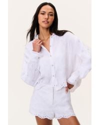 LoveShackFancy - Delano Eyelet Linen Button-Up Top For - Lyst