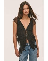 LoveShackFancy - Elvareen Silk Ruffle Top For - Lyst