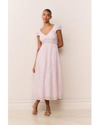 LoveShackFancy Francilla Cotton Midi Dress For in Pink | Lyst