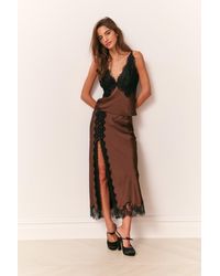 LoveShackFancy - Calder Satin Midi Skirt For - Lyst