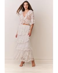 LoveShackFancy - Celesa Embroidered Mesh Tiered Maxi Skirt For - Lyst
