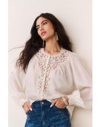 LoveShackFancy - Carine Silk Lace Blouse For - Lyst
