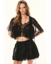 LoveShackFancy - Thessisa Silk Lace Cropped Shawl Blouse For - Lyst
