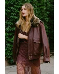 LoveShackFancy - Eveline Leather Bomber Jacket For - Lyst