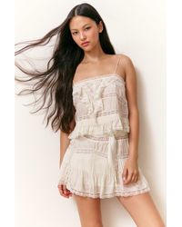 LoveShackFancy - Willia Silk Lace-Detailed Mini Skirt For - Lyst