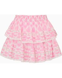 LoveShackFancy - Heart Print Ruffle Mini Skirt For - Lyst