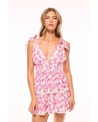 LoveShackFancy Sarine Beaded Mini Party Dress For in Pink | Lyst