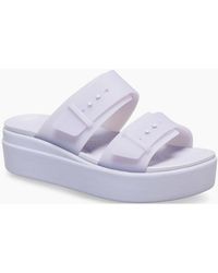 Crocs™ - Brooklyn Buckle Low Wedge Moon Sandals - Lyst
