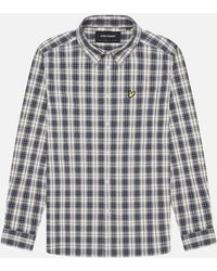 Lyle & Scott - Lyle & Scott Washed Check Poplin Cove/Dark Long Sleeve Shirt - Lyst