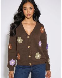 Gini London - 3D Floral Long Sleeves Knit Cardigan - Lyst