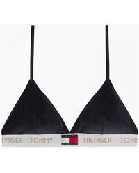 Tommy Hilfiger - Velour Logo Padded Triangle Bralette, Desert Sky - Lyst