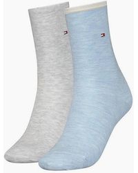 Tommy Hilfiger - 2-Pack Classic Embroidered Logo Socks, Light Melange - Lyst