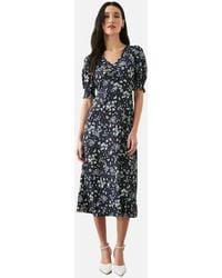 Dorothy Perkins - Ladies Ditsy Print Shirred Cuff Petite Midi Dress - Lyst