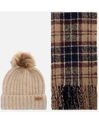 Barbour - Saltburn Beanie & Tartan Scarf Set - Lyst