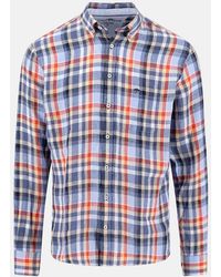 Fynch-Hatton - Check Pattern Pure Linen Button Down Shirt Spicy - Lyst
