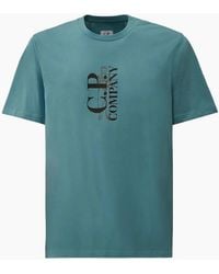 C.P. Company - Vertical Logo Print T-Shirt - Lyst