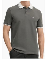 ARMANI EXCHANGE - Collar Logo Khaki Polo Shirt - Lyst