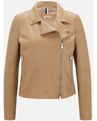 BOSS - C_Saleli Leather Jacket - Lyst