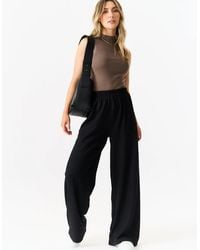Gini London - Textured Elastic Waist Pull On Trousers - Lyst