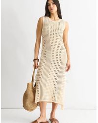 Gini London - Crochet Knit Bodycon Midi Dress - Lyst