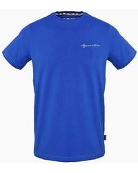 Aquascutum - Embroidered Signature Print Crew Neck Short Sleeve T-Shirt - Lyst