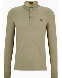 BOSS - Slim Fit Open Passerby Long Sleeved Polo Shirt - Lyst