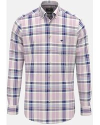 Fynch-Hatton - Washed Oxford Check Shirt Magnolia - Lyst