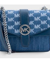 Michael Kors - Greenwich Small Logo Jacquard Denim Crossbody Bag - Lyst