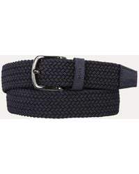 BOSS - Boss Woven Belt With Leather Trims - Lyst