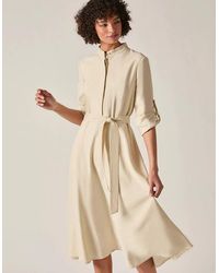 James Lakeland - Cream Tie-Waist Midi Dress - Lyst