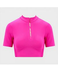 Off-White c/o Virgil Abloh - Zip Logo Crop Tee Fuchsia - Lyst