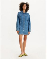 Levi's - Levi's Shay Denim Mini Long Sleeve Shirt Dress - Lyst